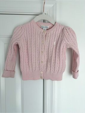 Ralph Lauren Pink Cable-Knit Baby Cardigan 18m VGUC